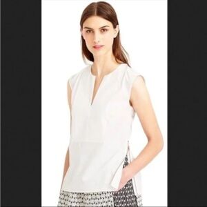 J.Crew White Sleeveless Side Zip Blouse